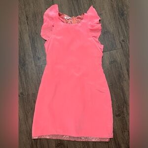 Britt Ryan - Coral Pink Shift Dress w/ Flutter Sleeves Sz 4. Boutique